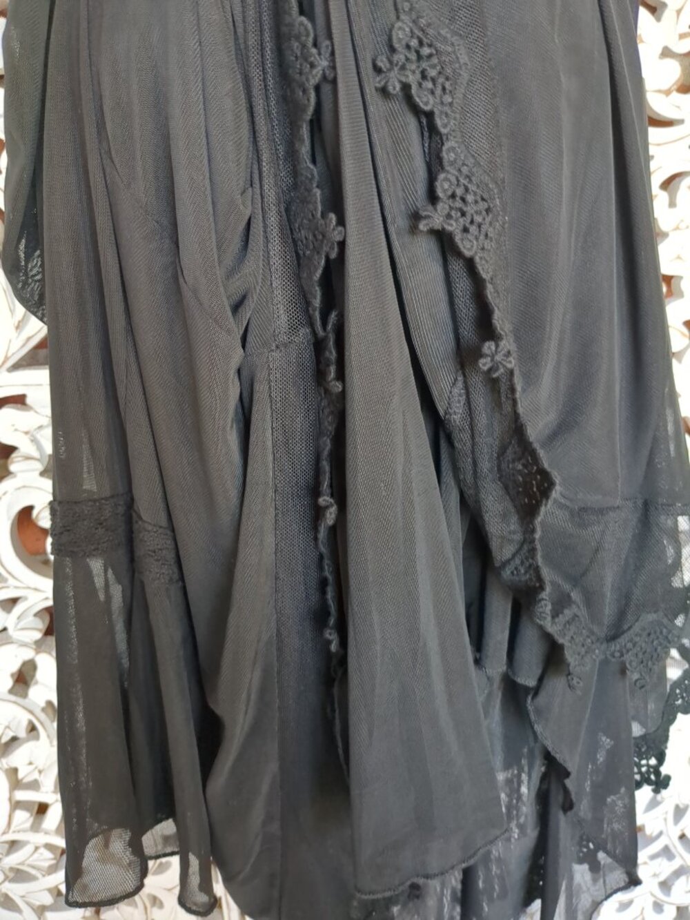 Embroidered Lacey Lined Sheer Long Sleeve Boho Top - Picture 13 of 14